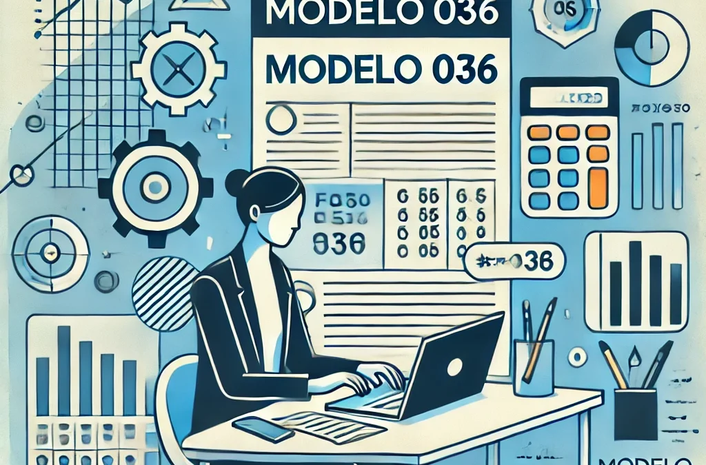 Ilustración de un profesional revisando el Modelo 036 en un entorno digital, representando la transición normativa para autónomos en España.