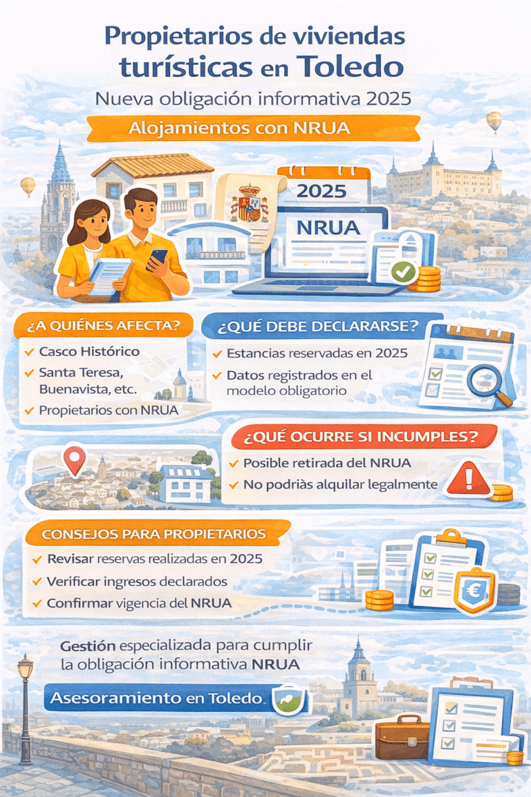 Viviendas turísticas en Toledo: obligación NRUA 2025