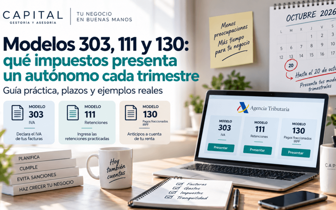Modelos 303, 111 y 130 de impuestos trimestrales para autónomos
